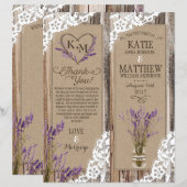 Rustic Wood Lavender Lace Floral Program Kaart (Voorkant / Achterkant)