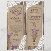 Rustic Wood Lavender Lace Floral Program Kaart (Voorkant)