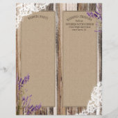 Rustic Wood Lavender Lace Floral Program Kaart (Achterkant)