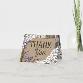 Rustic Wood Lavender Lace Hartelijk dank Bedankkaart