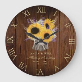 Rustic Wood Lavender Sunflower Wedding Jubileum Grote Klok