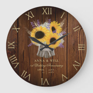 Rustic Wood Lavender Sunflower Wedding Jubileum Grote Klok