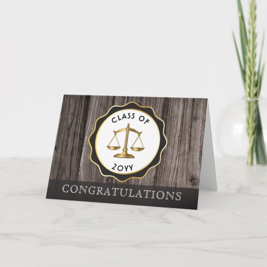 Rustic Wood Law Lawyer Afstuderen Gefeliciteerd Kaart (Voorkant)