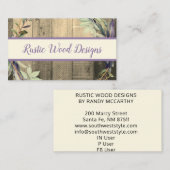 Rustic Wood Leaves Krans Monogram Bord Lavendar Visitekaartje (Voorkant / Achterkant)