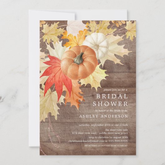 Rustic Wood Leaves & Pumpkins Autumn Vrijgezellenf Kaart (Voorkant)