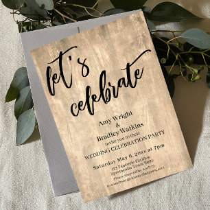 Rustic Wood Let's Celebrate Wedding Reception-Only Kaart
