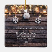 Rustic Wood Licht 2 Foto Nieuw startpunt Keramisch Ornament (Achterkant)