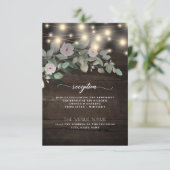 Rustic Wood Licht Elegant Boho Greenery Reception Informatiekaartje (Staand voorkant)