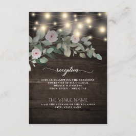 Rustic Wood Licht Elegant Boho Greenery Reception Informatiekaartje