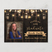 Rustic Wood Licht Foto Afstuderen Aankondiging Briefkaart (Voorkant)