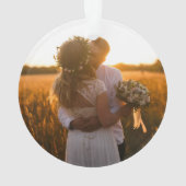 Rustic Wood Licht Foto eerste kersthuwelijk Ornament (achterkant)