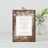 Rustic Wood Licht Greenery Baby shower Poem Bedankkaart (Staand voorkant)