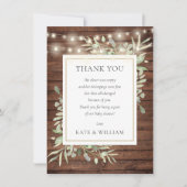 Rustic Wood Licht Greenery Baby shower Poem Bedankkaart (Voorkant)