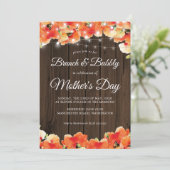 Rustic Wood Licht Poppy Moederdag Brunch Kaart (Staand voorkant)