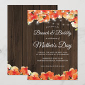 Rustic Wood Licht Poppy Moederdag Brunch Kaart (Voorkant / Achterkant)