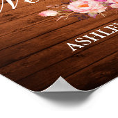 Rustic Wood Licht Roze Floral Poster (Hoek)