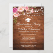 Rustic Wood Licht Roze Graduparty nodigt uit Kaart (Voorkant)