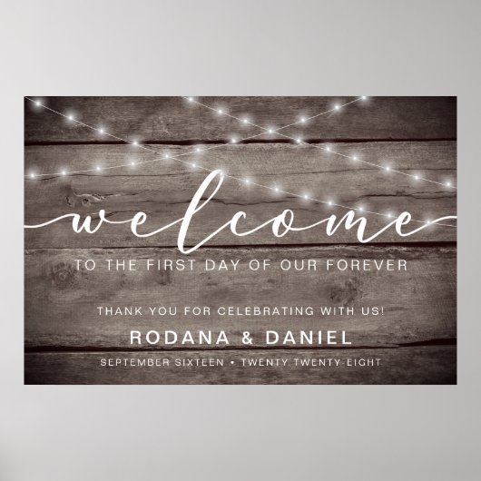 Rustic Wood Licht Welkomstbord Poster (Voorkant)