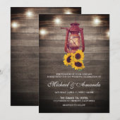 Rustic Wood Licht Zonnebloemolie Lantaarnbruiloft Kaart (Voorkant / Achterkant)