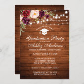 Rustic Wood Lichten Burgundy Afstudeerder Partij U Kaart (Voorkant / Achterkant)