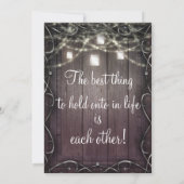 Rustic Wood Lichten en Mason Jars Vlaams huwelijk Kaart (Achterkant)