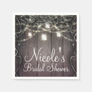 Rustic Wood Lichten en Mason Jars Vlaams huwelijk Servet