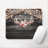 Rustic Wood & Lichten Floral Antlers Boho Chic Gla Muismat (Met muis)