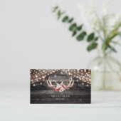 Rustic Wood & Lichten Floral Antlers Boho Chic Gla Visitekaartje (Staand voorkant)