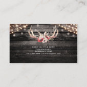 Rustic Wood & Lichten Floral Antlers Boho Chic Gla Visitekaartje (Achterkant)