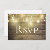 Rustic Wood & Lichten Mason Jar RSVP-kaart Save The Date (Voorkant / Achterkant)