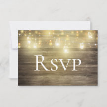 Rustic Wood & Lichten Mason Jar RSVP-kaart