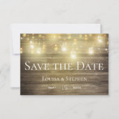Rustic Wood & Lichten Mason Jar Save the Date Kaar (Voorkant)