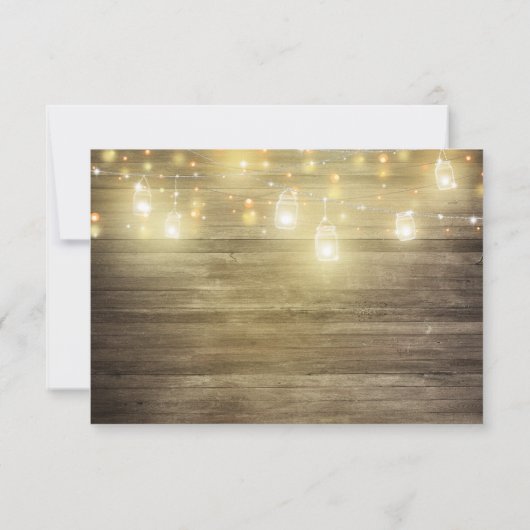 Rustic Wood & Lichten Mason Jar Save the Date Kaar (Achterkant)