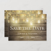 Rustic Wood & Lichten Mason Jar Save the Date Kaar (Voorkant / Achterkant)