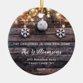 Rustic Wood Lichten Stars Housewarming New Address Keramisch Ornament (Voorkant)