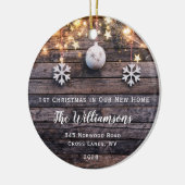 Rustic Wood Lichten Stars Housewarming New Address Keramisch Ornament (Links)