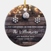 Rustic Wood Lichten Stars Housewarming New Address Keramisch Ornament (Achterkant)