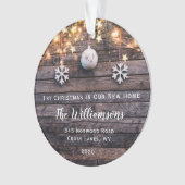 Rustic Wood Lichten Stars Housewarming New Address Ornament (voorkant)