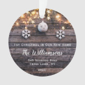 Rustic Wood Lichten Stars Housewarming New Address Ornament (voorkant)