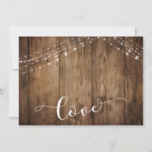 Rustic Wood Lichten Uitgestelde aankondiging huwel (Achterkant)