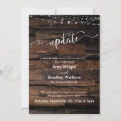 Rustic Wood Lichten Uitgestelde Kaart Wedding Upda (Voorkant)