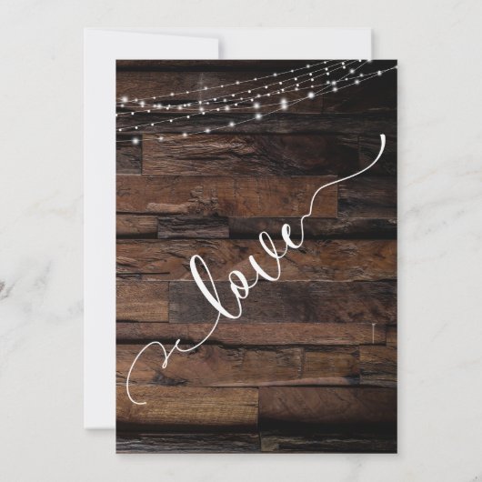 Rustic Wood Lichten Uitgestelde Kaart Wedding Upda (Achterkant)