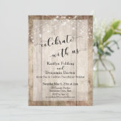 Rustic Wood & Lichten vieren met Amerikaanse ontva Kaart (Staand voorkant)