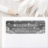 Rustic Wood Light Lace Wedding Address Etiket (Insitu)