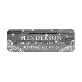 Rustic Wood Light Lace Wedding Address Etiket