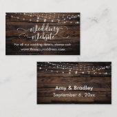 Rustic Wood & Light String Wedding Website Card Informatiekaartje (Voorkant / Achterkant)