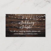 Rustic Wood & Light String Wedding Website Card Informatiekaartje (Voorkant)