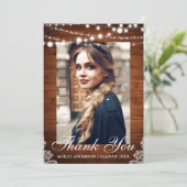 Rustic Wood Lights Afstuderen Hartelijk dank Aankondiging (Staand voorkant)