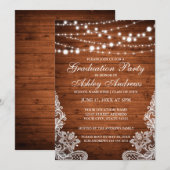 Rustic Wood Lights Afstuderen Uitnodiging (Voorkant / Achterkant)
