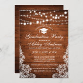 Rustic Wood Lights Afstuderen Uitnodiging W (Voorkant / Achterkant)